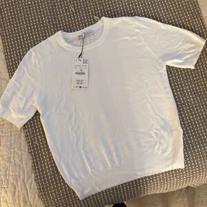 Zara PLAIN KNIT SHORT SLEEVE BASIC TOP